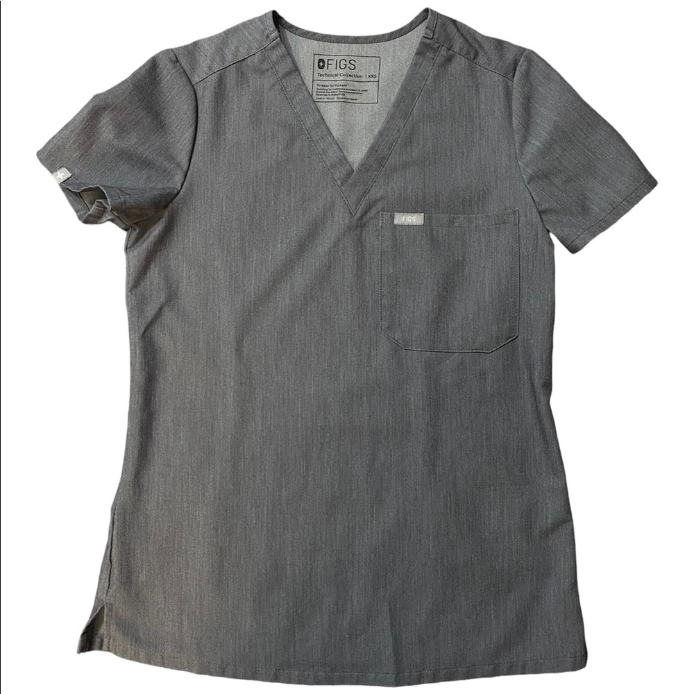 FIGS Catarina One Pocket Scrub Top- GRAPHITE